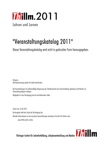 Veranstaltungskatalog 2011 - Thüringer Schulportal
