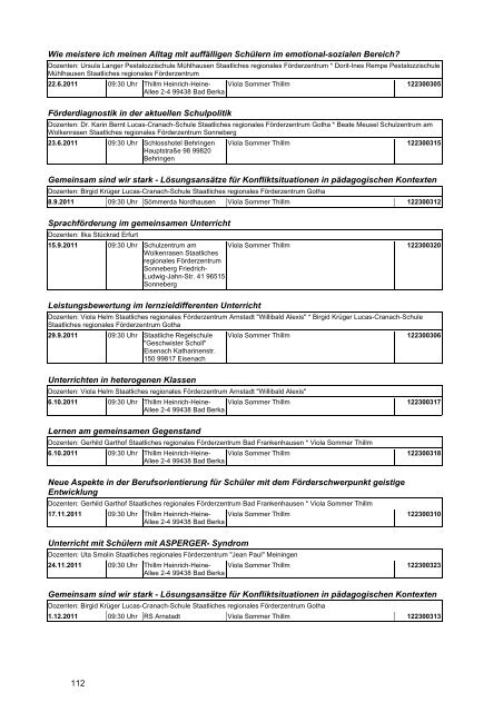 Veranstaltungskatalog 2011 - Thüringer Schulportal