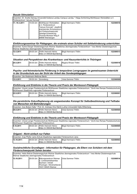 Veranstaltungskatalog 2011 - Thüringer Schulportal