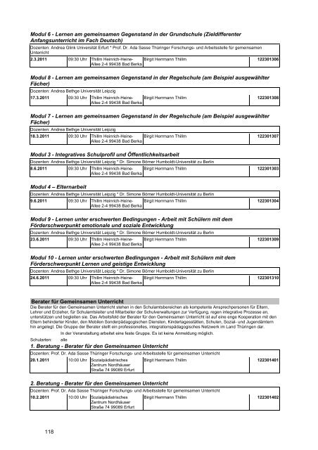 Veranstaltungskatalog 2011 - Thüringer Schulportal