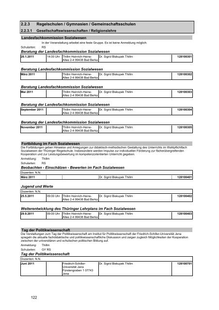 Veranstaltungskatalog 2011 - Thüringer Schulportal