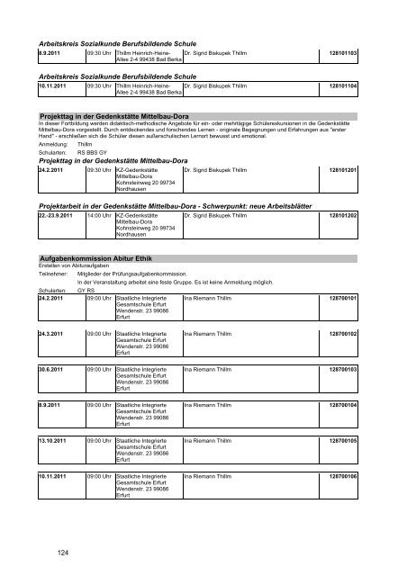 Veranstaltungskatalog 2011 - Thüringer Schulportal