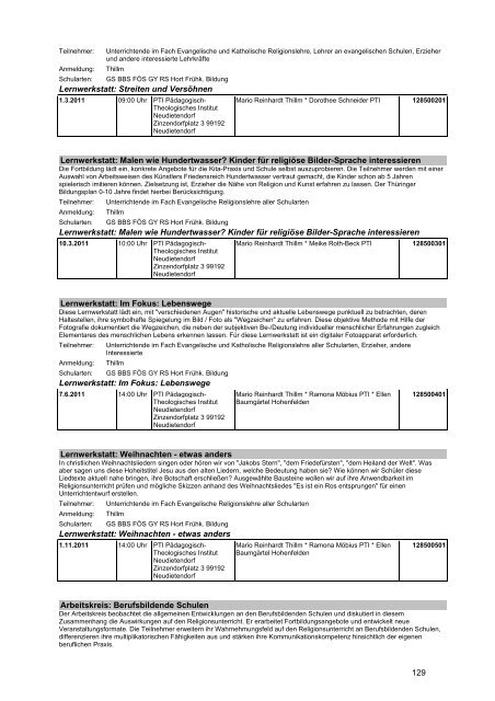 Veranstaltungskatalog 2011 - Thüringer Schulportal