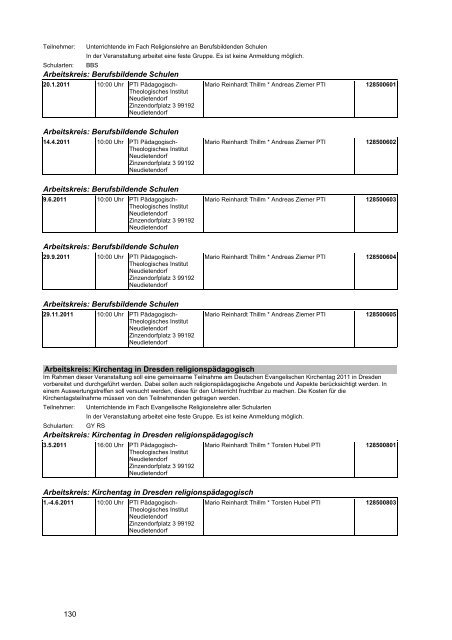 Veranstaltungskatalog 2011 - Thüringer Schulportal