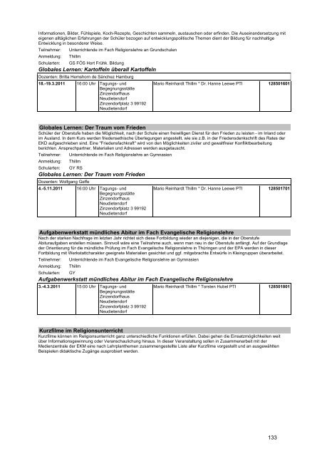 Veranstaltungskatalog 2011 - Thüringer Schulportal