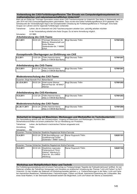 Veranstaltungskatalog 2011 - Thüringer Schulportal