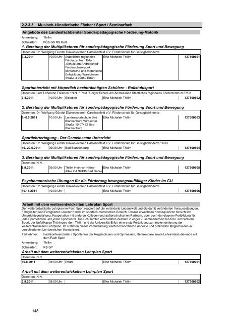 Veranstaltungskatalog 2011 - Thüringer Schulportal