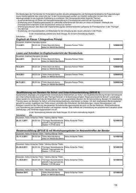 Veranstaltungskatalog 2011 - Thüringer Schulportal