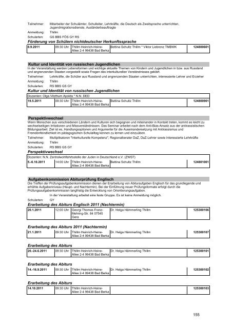 Veranstaltungskatalog 2011 - Thüringer Schulportal