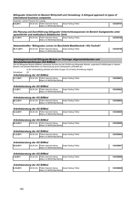 Veranstaltungskatalog 2011 - Thüringer Schulportal