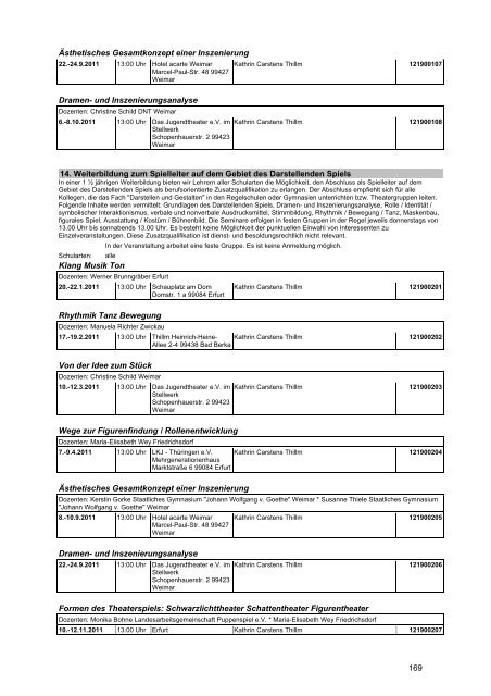 Veranstaltungskatalog 2011 - Thüringer Schulportal