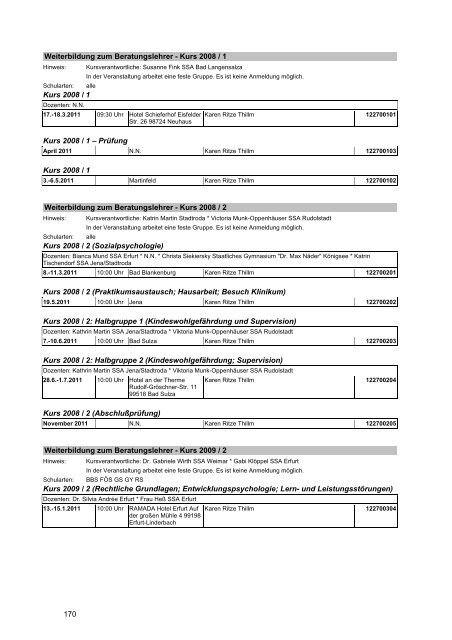 Veranstaltungskatalog 2011 - Thüringer Schulportal