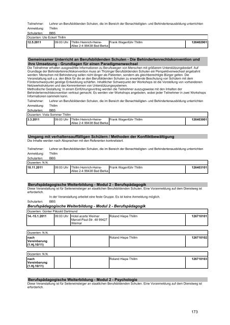 Veranstaltungskatalog 2011 - Thüringer Schulportal