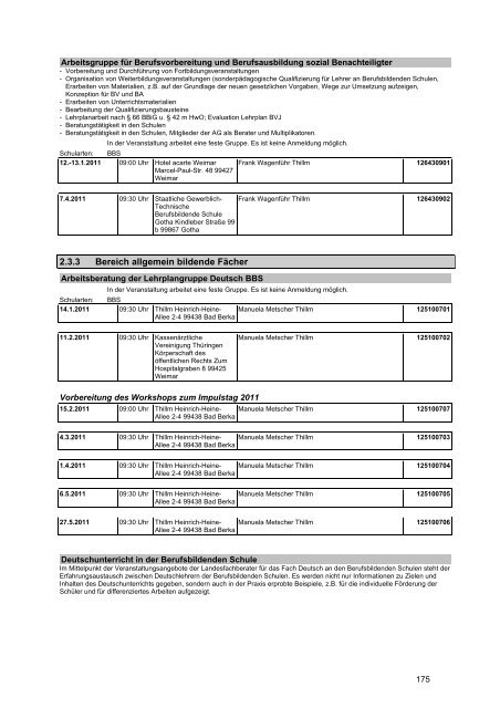 Veranstaltungskatalog 2011 - Thüringer Schulportal