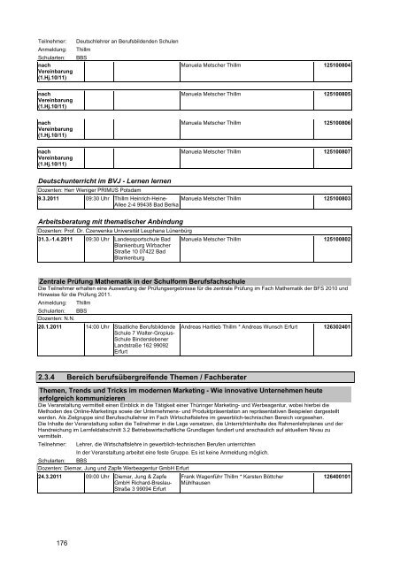 Veranstaltungskatalog 2011 - Thüringer Schulportal