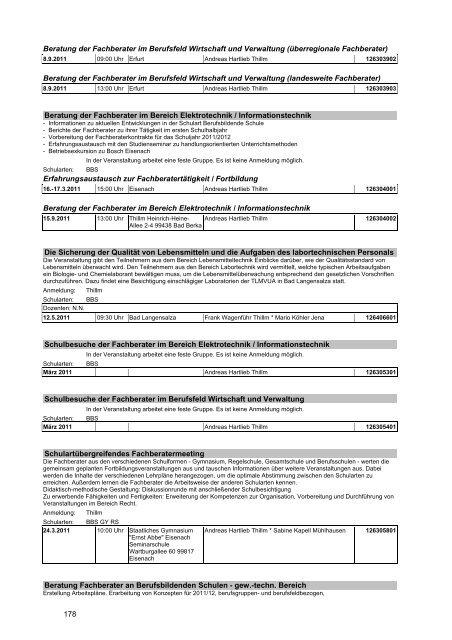 Veranstaltungskatalog 2011 - Thüringer Schulportal