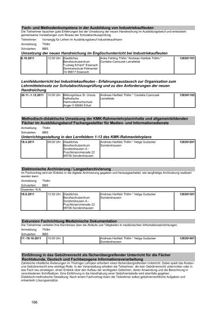 Veranstaltungskatalog 2011 - Thüringer Schulportal