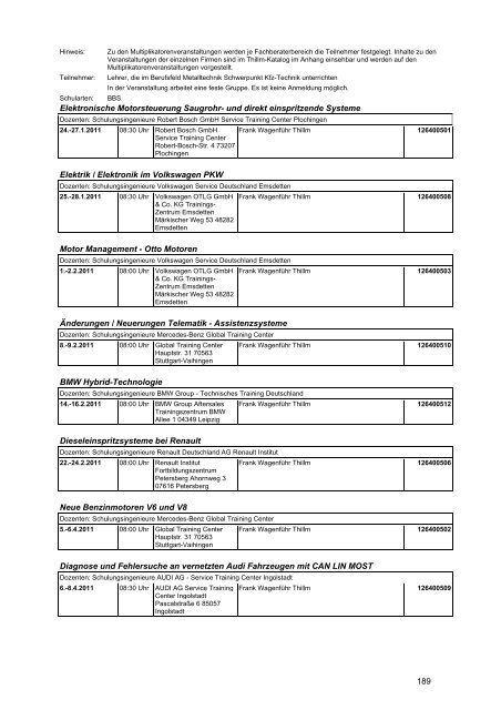 Veranstaltungskatalog 2011 - Thüringer Schulportal