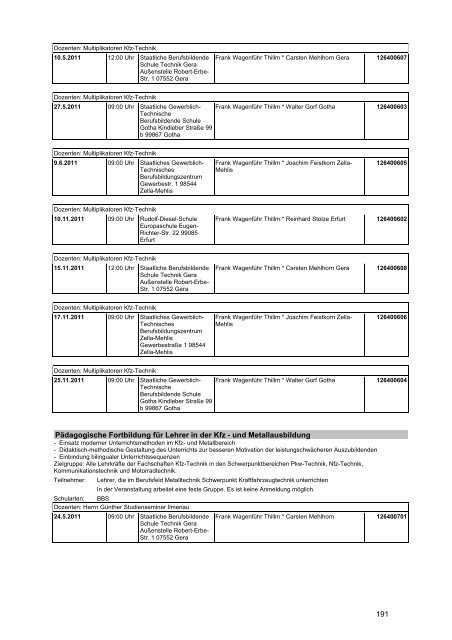 Veranstaltungskatalog 2011 - Thüringer Schulportal