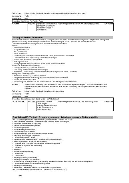 Veranstaltungskatalog 2011 - Thüringer Schulportal