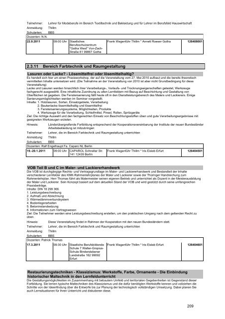 Veranstaltungskatalog 2011 - Thüringer Schulportal