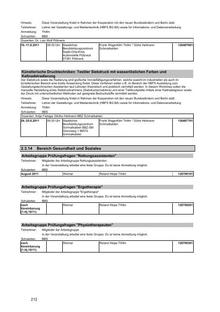 Veranstaltungskatalog 2011 - Thüringer Schulportal