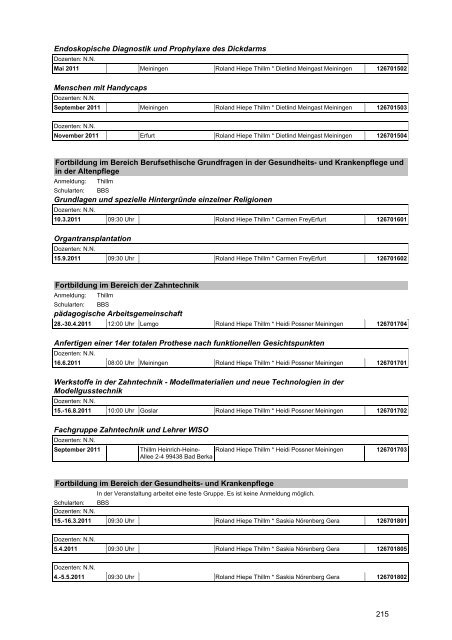 Veranstaltungskatalog 2011 - Thüringer Schulportal