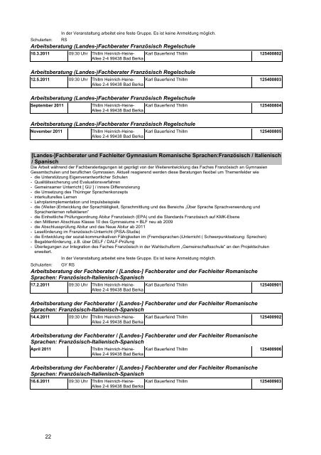 Veranstaltungskatalog 2011 - Thüringer Schulportal