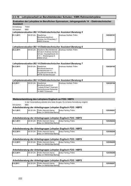 Veranstaltungskatalog 2011 - Thüringer Schulportal