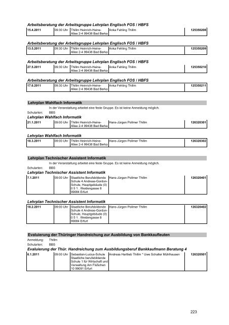 Veranstaltungskatalog 2011 - Thüringer Schulportal