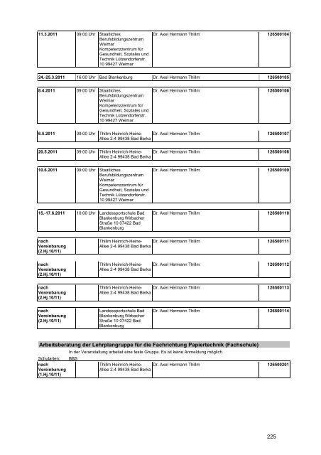 Veranstaltungskatalog 2011 - Thüringer Schulportal