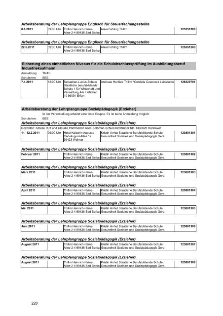 Veranstaltungskatalog 2011 - Thüringer Schulportal