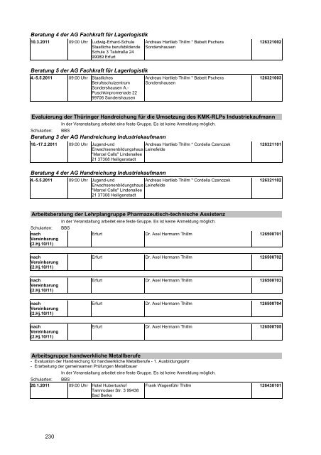 Veranstaltungskatalog 2011 - Thüringer Schulportal