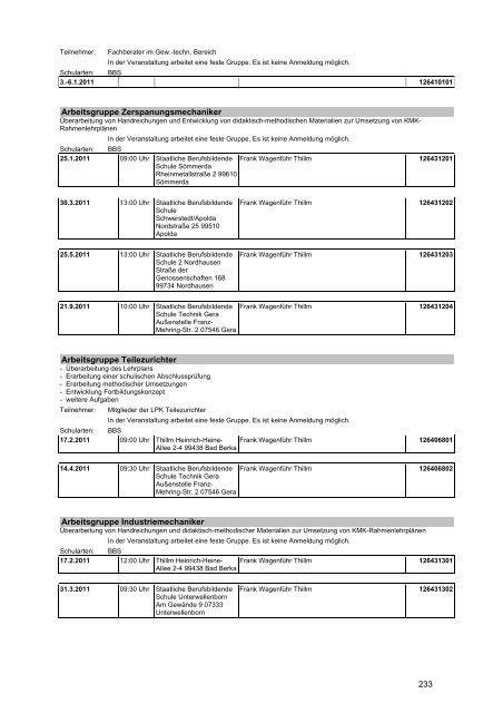 Veranstaltungskatalog 2011 - Thüringer Schulportal