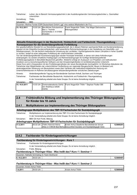 Veranstaltungskatalog 2011 - Thüringer Schulportal