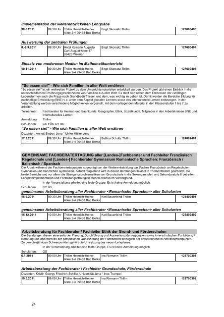 Veranstaltungskatalog 2011 - Thüringer Schulportal