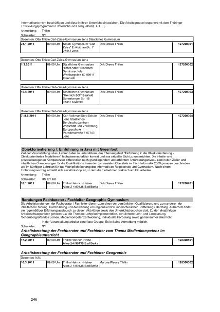 Veranstaltungskatalog 2011 - Thüringer Schulportal