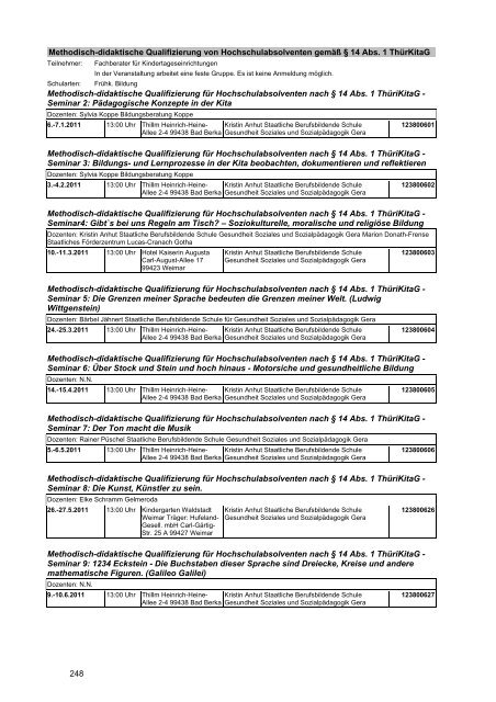 Veranstaltungskatalog 2011 - Thüringer Schulportal