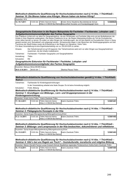 Veranstaltungskatalog 2011 - Thüringer Schulportal