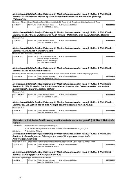 Veranstaltungskatalog 2011 - Thüringer Schulportal