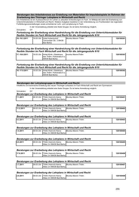 Veranstaltungskatalog 2011 - Thüringer Schulportal