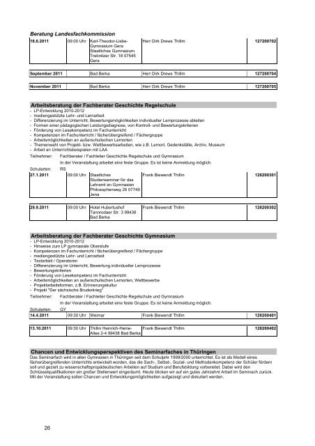 Veranstaltungskatalog 2011 - Thüringer Schulportal