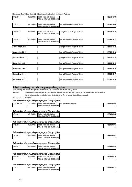 Veranstaltungskatalog 2011 - Thüringer Schulportal