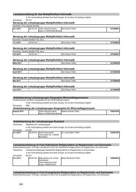 Veranstaltungskatalog 2011 - Thüringer Schulportal