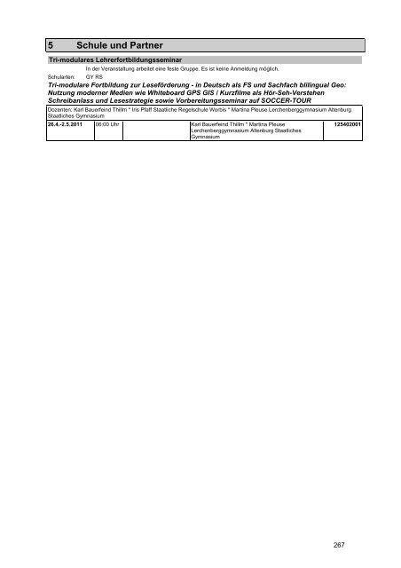 Veranstaltungskatalog 2011 - Thüringer Schulportal