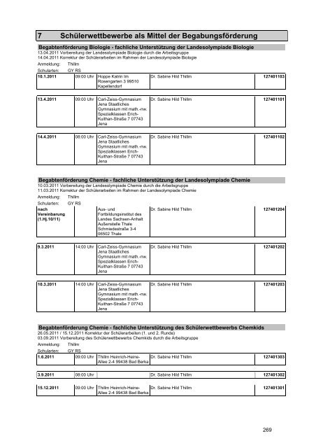 Veranstaltungskatalog 2011 - Thüringer Schulportal