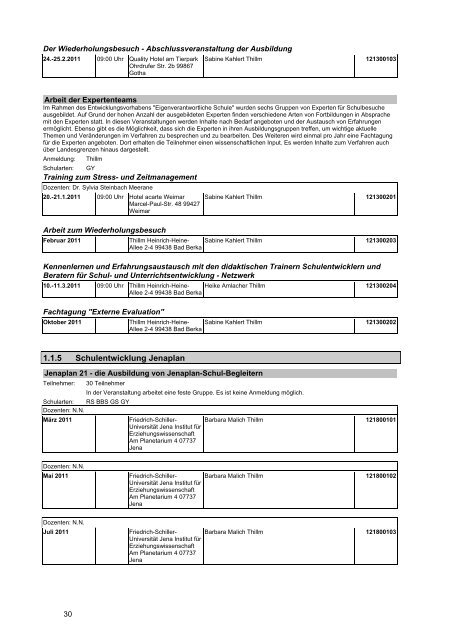 Veranstaltungskatalog 2011 - Thüringer Schulportal