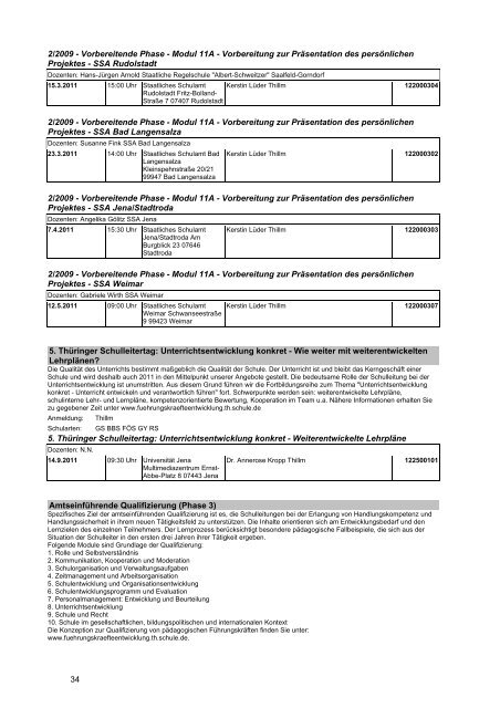 Veranstaltungskatalog 2011 - Thüringer Schulportal