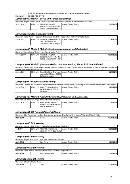 Veranstaltungskatalog 2011 - Thüringer Schulportal