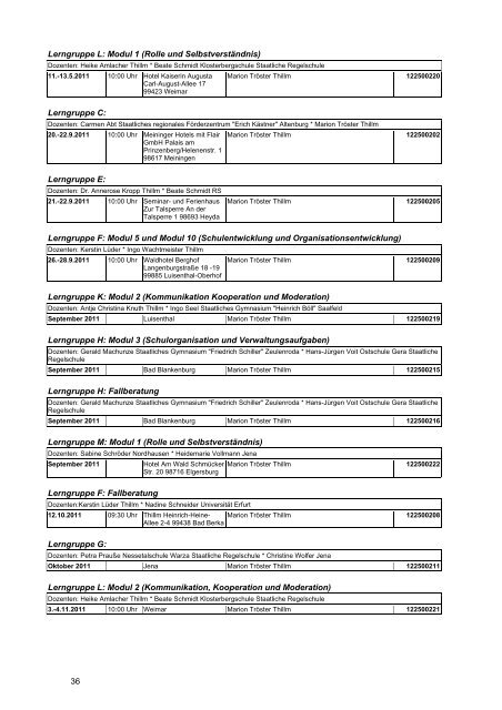 Veranstaltungskatalog 2011 - Thüringer Schulportal